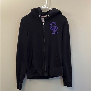 Colorado Rockies PINK Victoria's Secret Black and Purple Zip-Up Hoodie